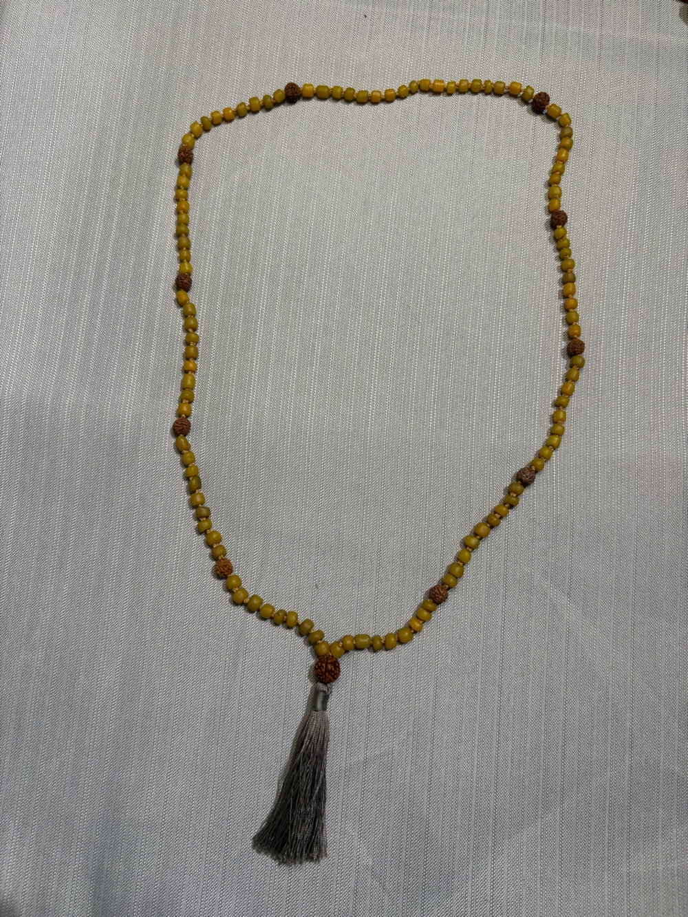 Yellow beaded mala necklace